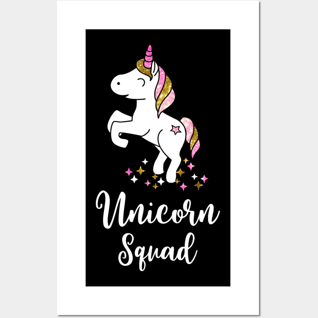 Unicorn Squad - Cute little glitter Unicorn Gift for kids and women Wall Art by CheesyB